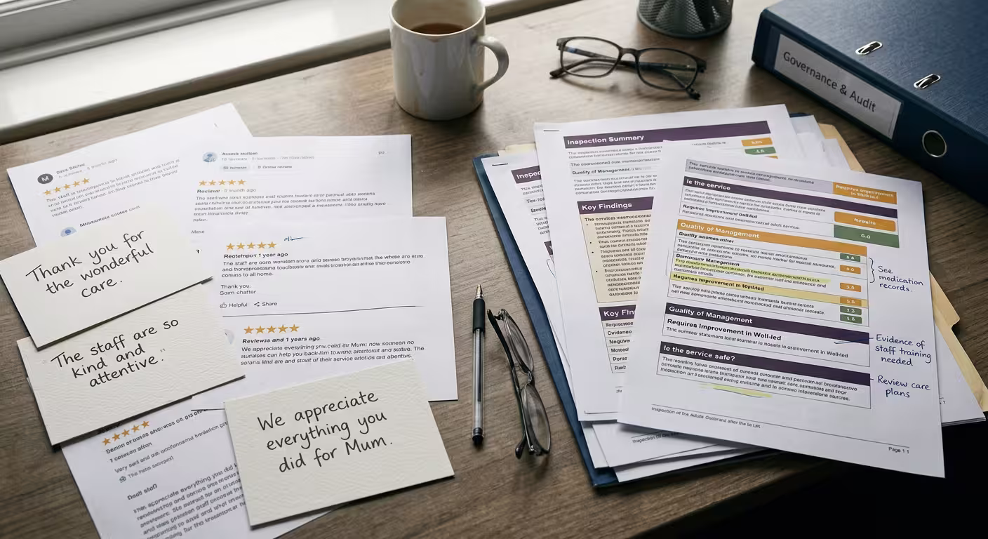 How to read the gap between CQC findings and public reputation